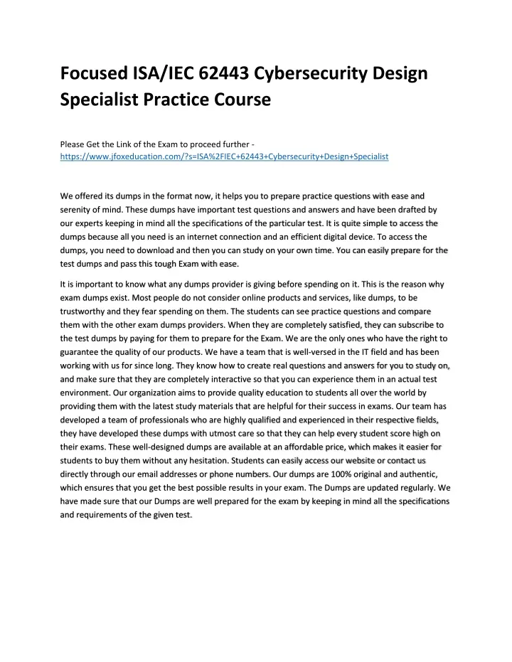 focused isa iec 62443 cybersecurity design