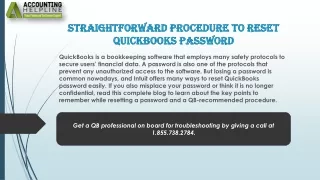 straightforward procedure to reset quickbooks password