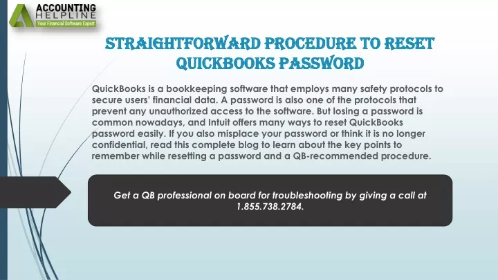 straightforward procedure to reset quickbooks password