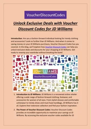 Unlock Exclusive Deals with Voucher Discount Codes for JD Williams