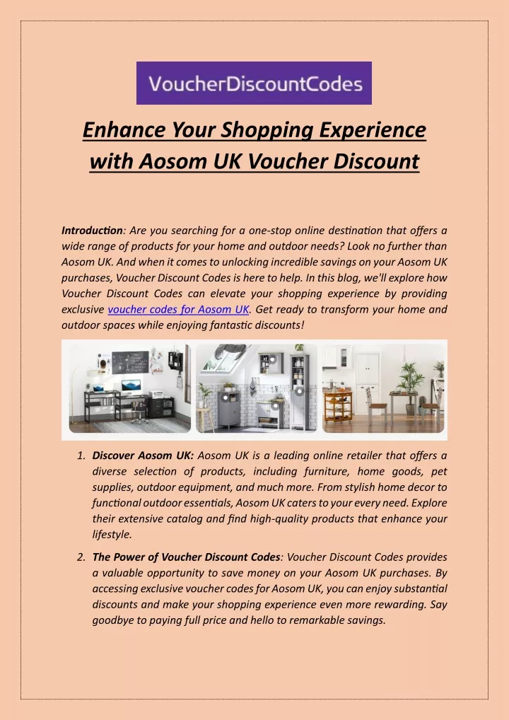 enhance your shopping experience with aosom