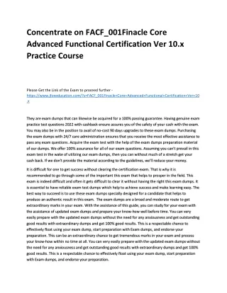 concentrate on facf 001finacle core advanced