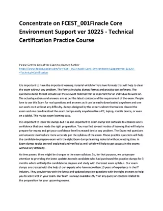 concentrate on fcest 001finacle core environment