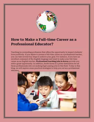 Get the Best Professional Teaching Jobs in Korea