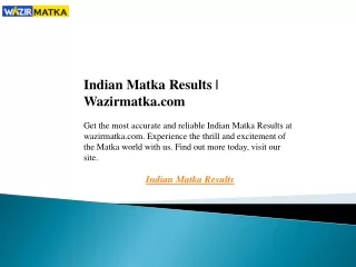 Indian Matka Results  Wazirmatka.com