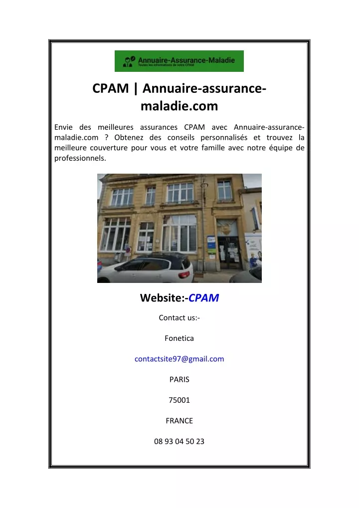 cpam annuaire assurance maladie com