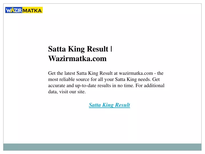 satta king result wazirmatka com get the latest