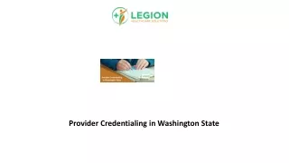 Provider Credentialing in Washington State