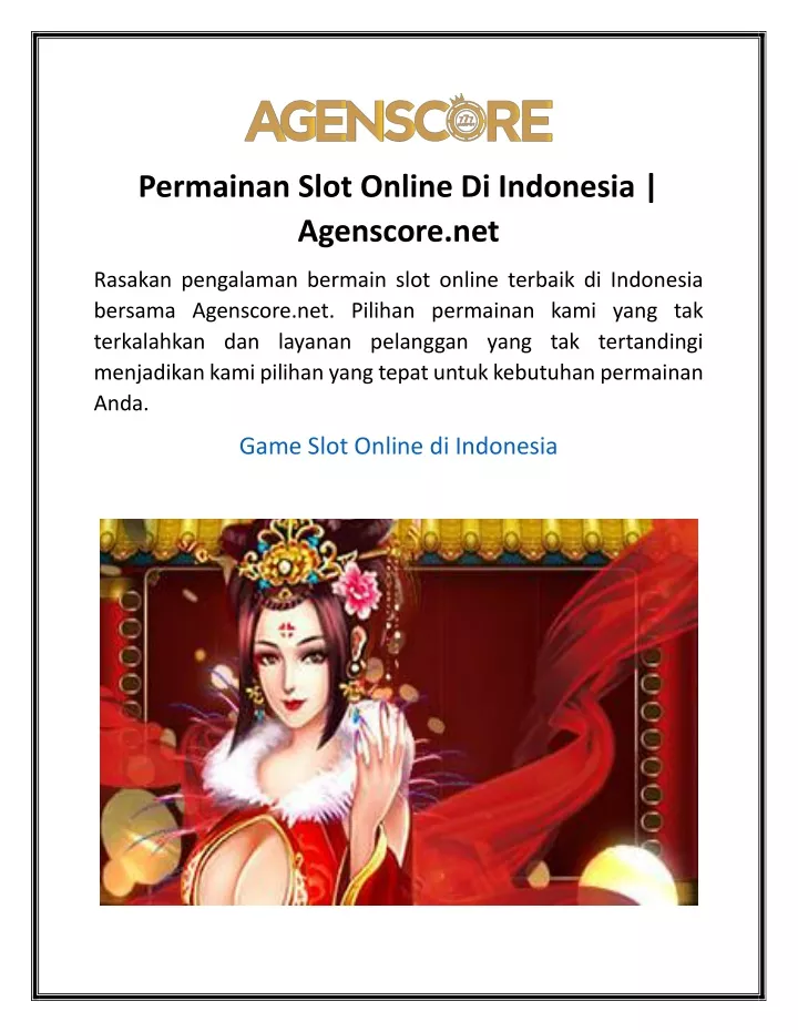 permainan slot online di indonesia agenscore net