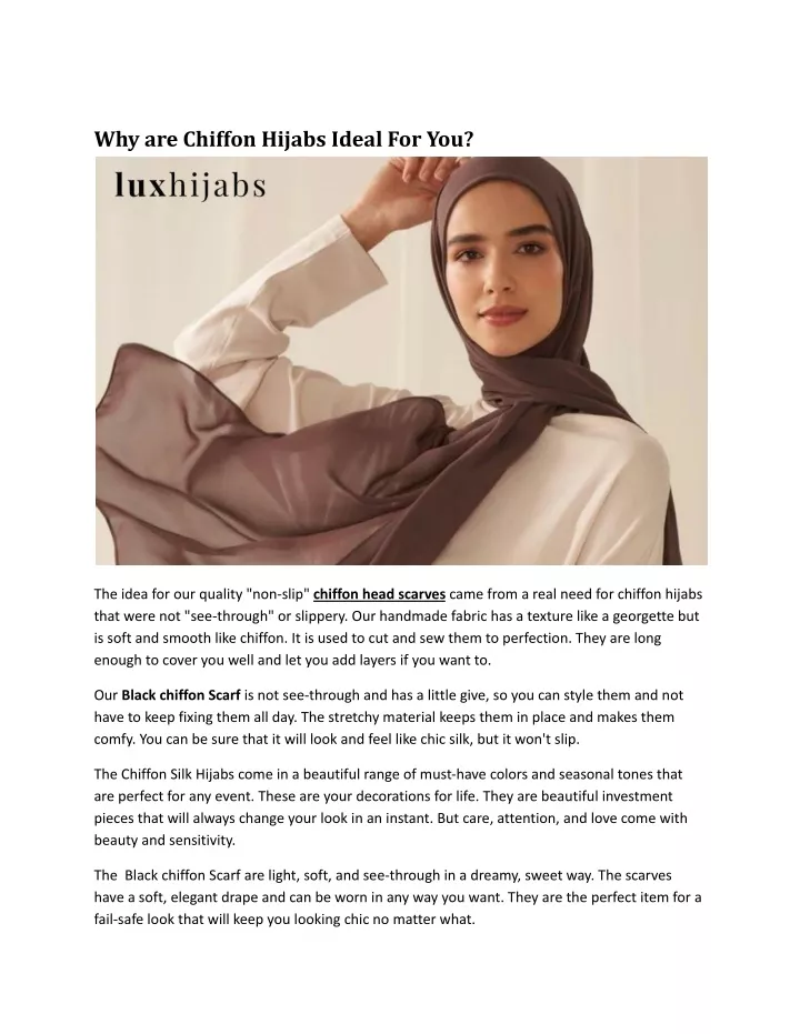 why are chiffon hijabs ideal for you