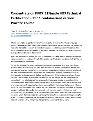 concentrate on fubs 11finacle ubs technical