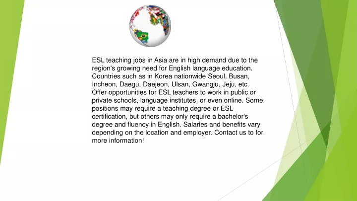 esl teaching jobs in asia are in high demand