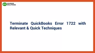 Best Ways To Fix QuickBooks Error 1722