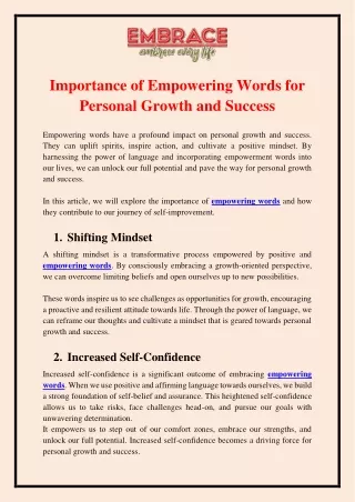 Importance of Empowering Words for Personal Growth and Success