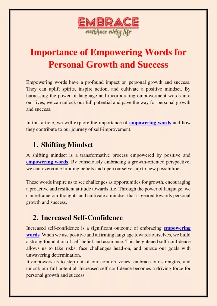 importance of empowering words for personal