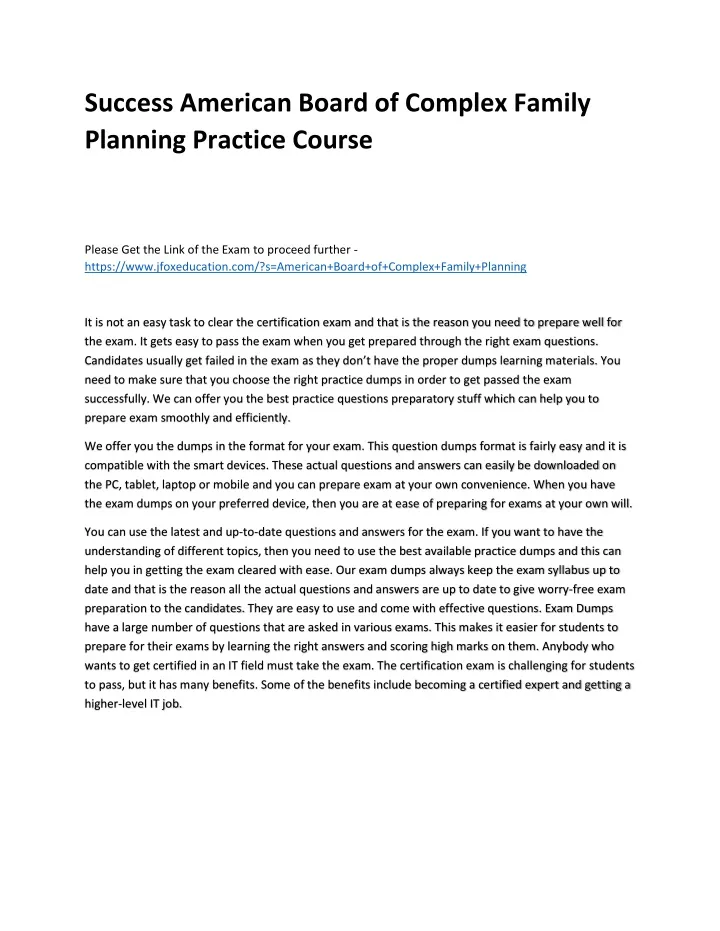 success american board of complex family planning