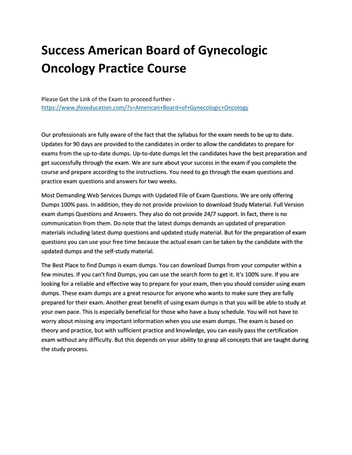 success american board of gynecologic oncology