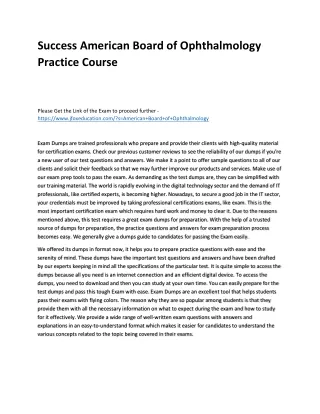 success american board of ophthalmology practice