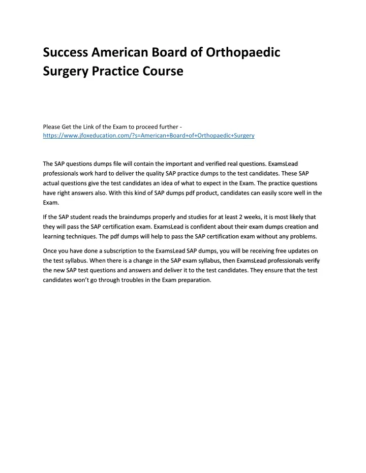 success american board of orthopaedic surgery