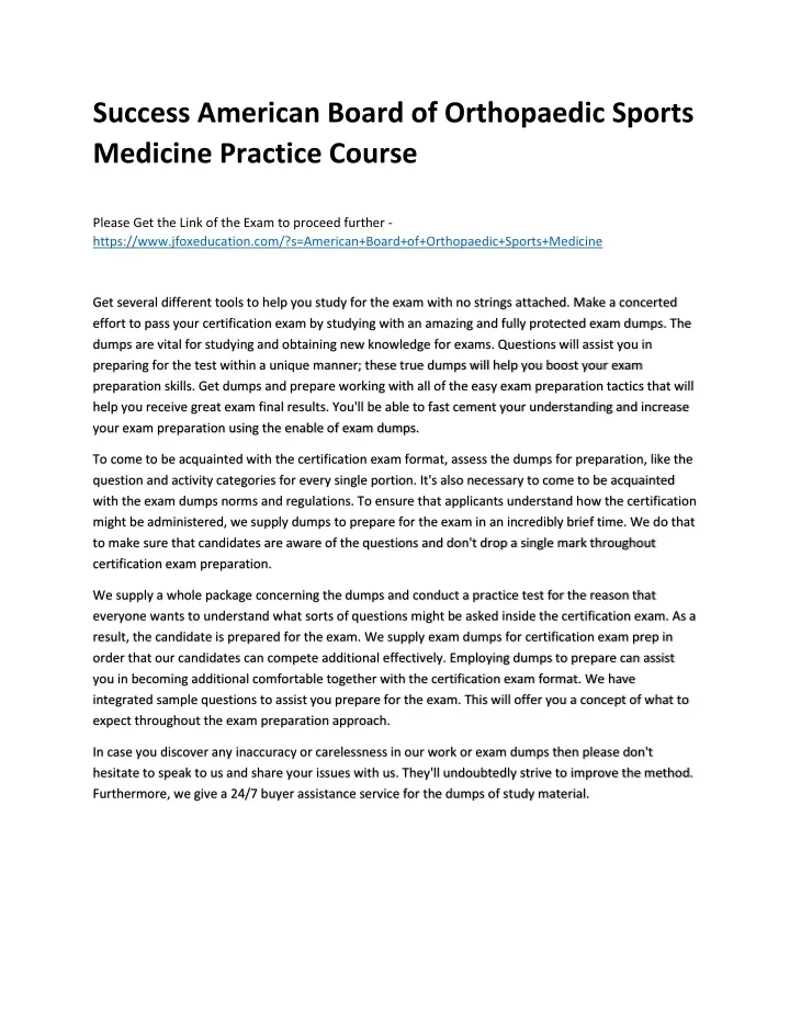 success american board of orthopaedic sports