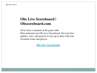 Obs Live Scoreboard  Obscoreboard.com