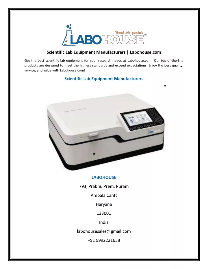 scientific lab equipment manufacturers labohouse