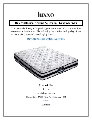 Buy Mattresses Online Australia  Luxxo.com.au