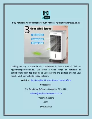 Buy Portable Air Conditioner South Africa  Appliancesparesco.co.za