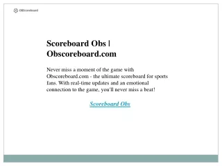 Scoreboard Obs  Obscoreboard.com