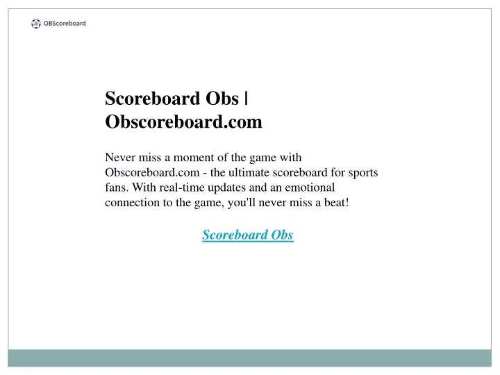scoreboard obs obscoreboard com never miss
