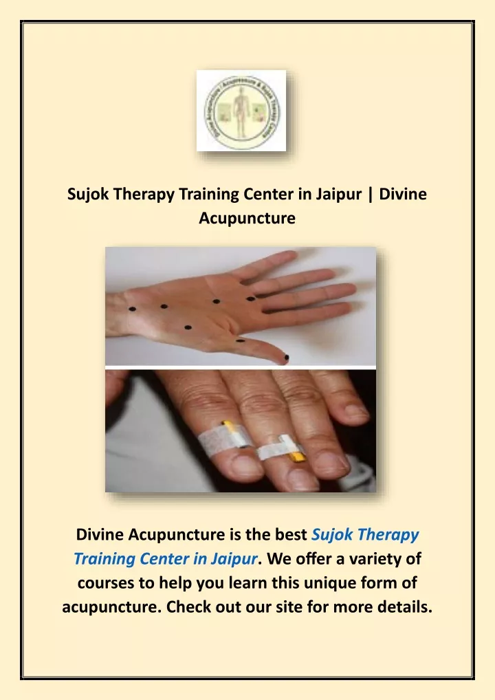 sujok therapy training center in jaipur divine n