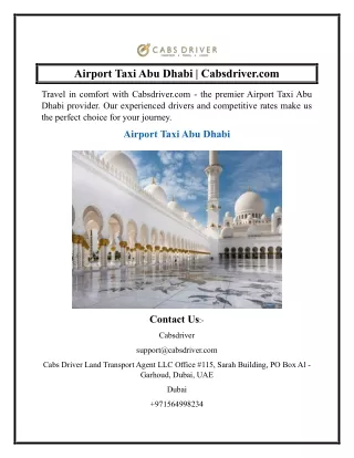 Airport Taxi Abu Dhabi  Cabsdriver.com
