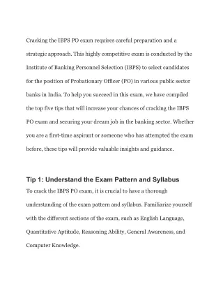 Top 5 Tips to Crack IBPS PO Exam — Testvidya