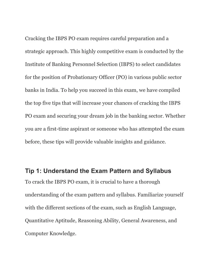 cracking the ibps po exam requires careful