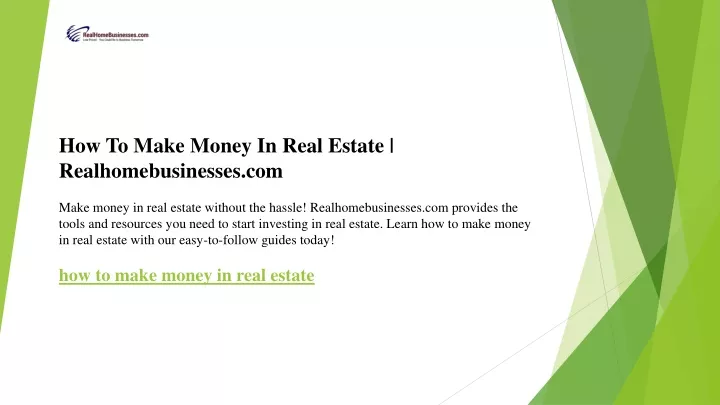how to make money in real estate