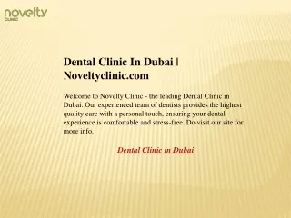 Dental Clinic In Dubai  Noveltyclinic.com