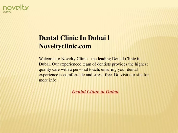 dental clinic in dubai noveltyclinic com welcome
