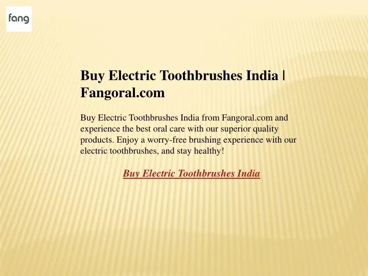 buy electric toothbrushes india fangoral