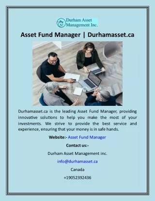 Asset Fund Manager Durhamasset.ca