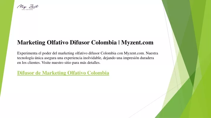 marketing olfativo difusor colombia myzent