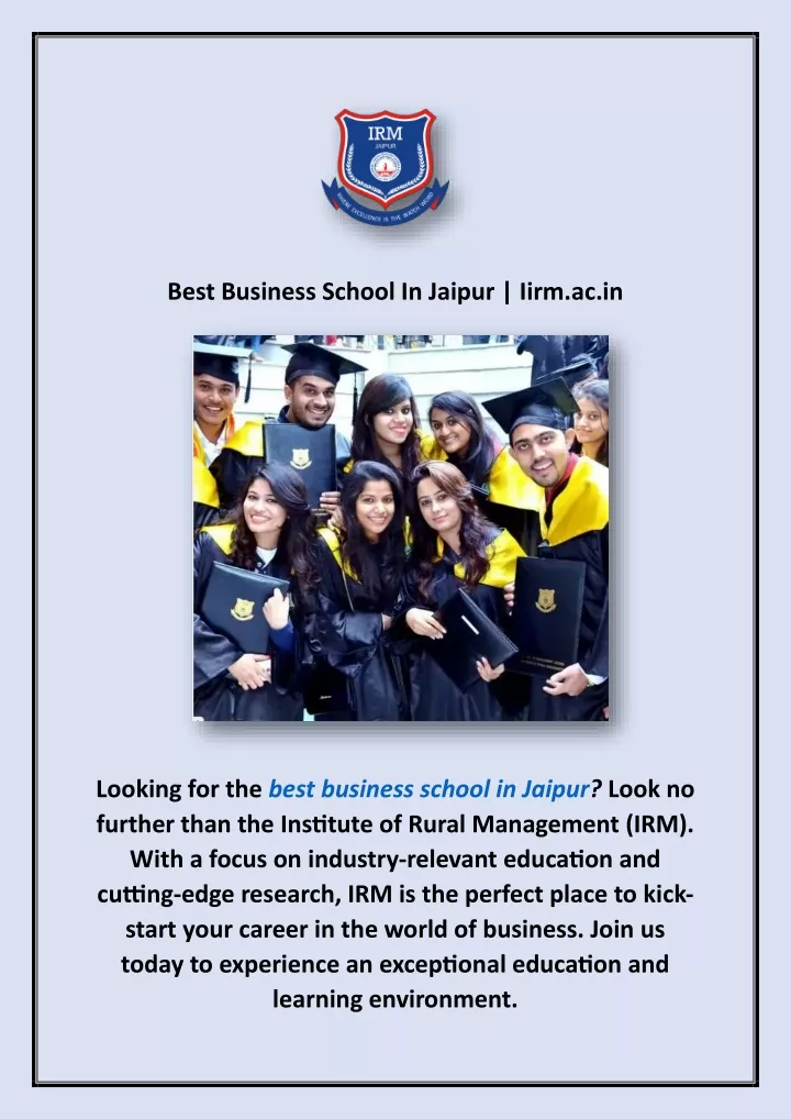 best business school in jaipur iirm ac in