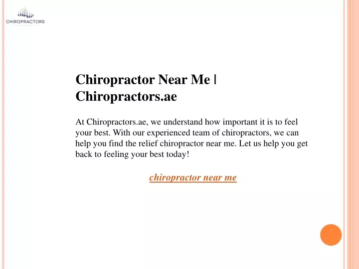 Ppt Chiropractor Near Me Chiropractorsae Powerpoint Presentation Free Download Id12230015 