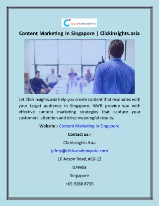 Content Marketing In Singapore  Clickinsights.asia