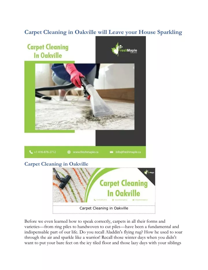 carpet cleaning in oakville will leave your house