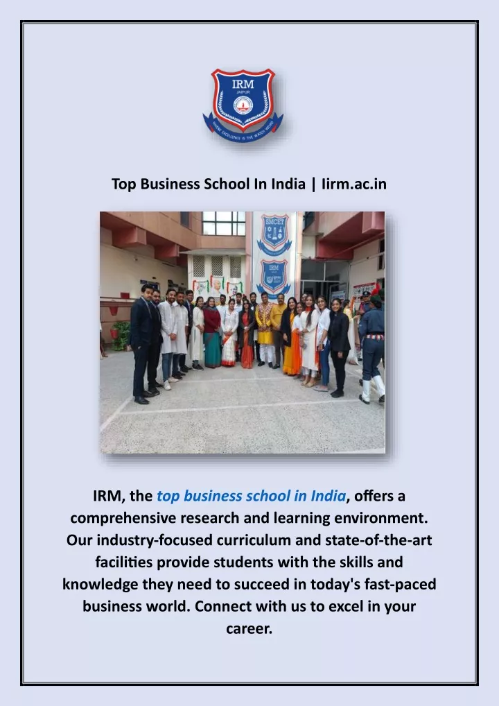 top business school in india iirm ac in