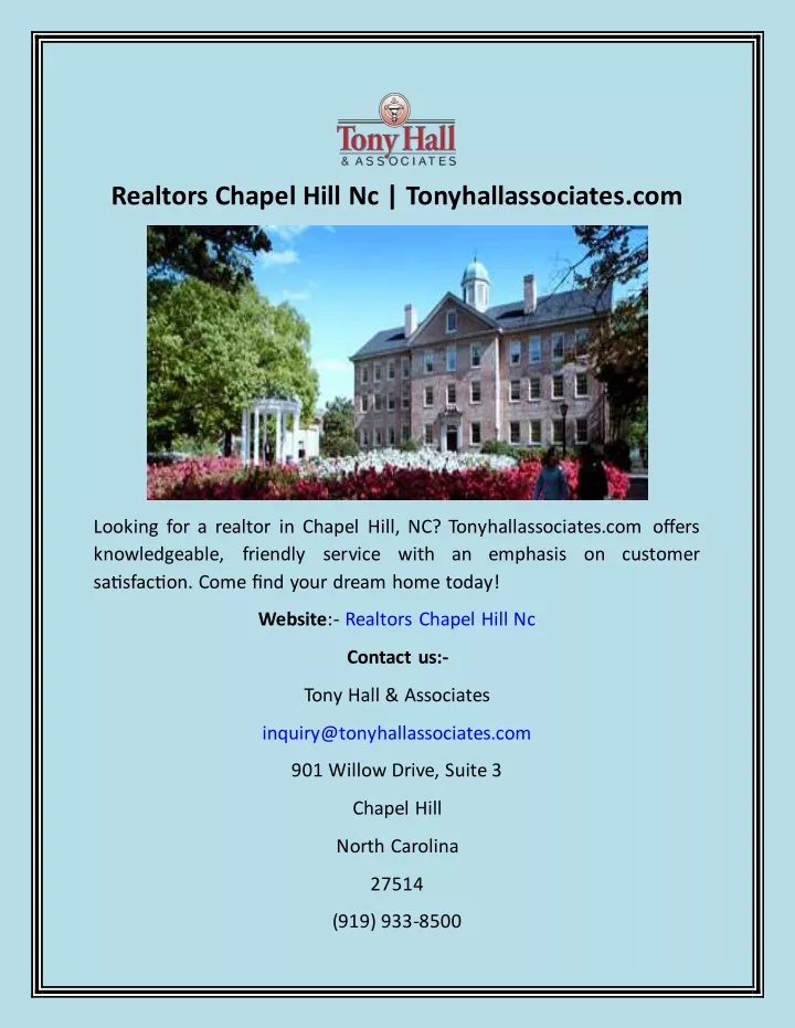 realtors chapel hill nc tonyhallassociates com