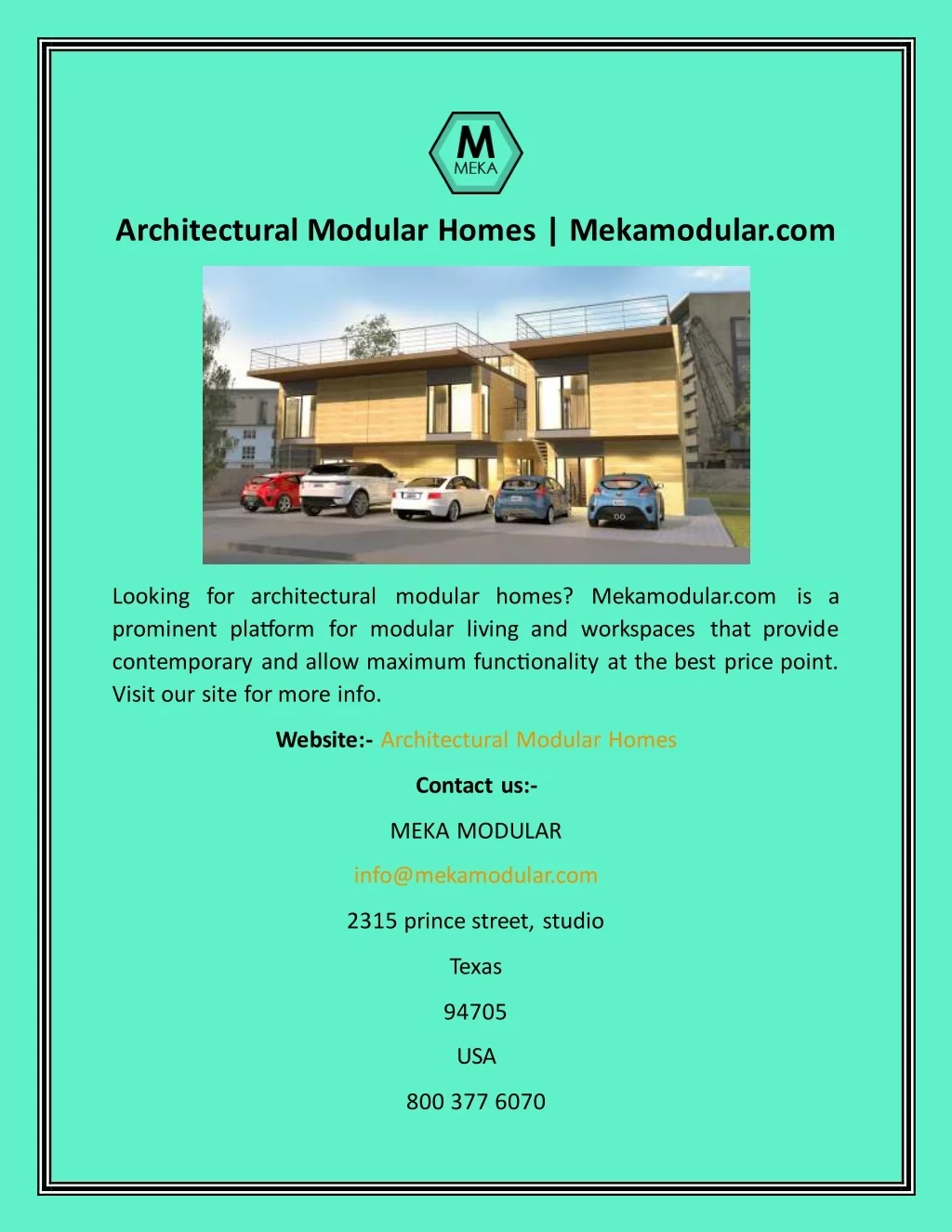 PPT - Architectural Modular Homes Mekamodular PowerPoint Presentation ...