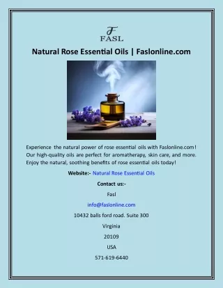 Natural Rose Essential Oils  Faslonline