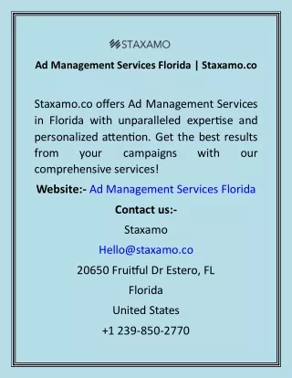 Ad Management Services Florida  Staxamo.co