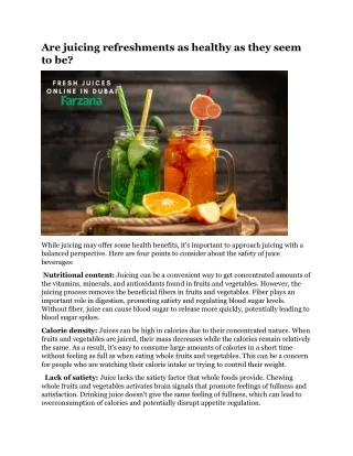 are juicing refreshments as healthy as they seem